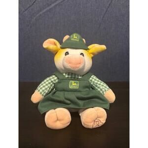 John Deere Plush Toy Cow Mary Moo Moos Farmer Stuffed 1999 Farmhouse Decor